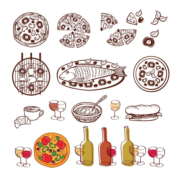 Set de elementos para restaurante, menú de bar, fiesta, bebidas alcohólicas . — Vector de stock