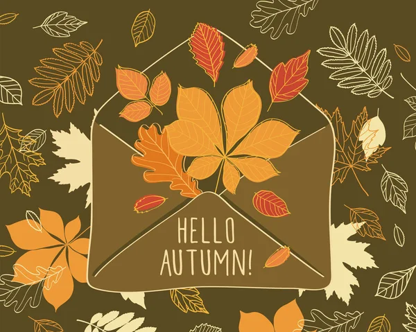 Hola carta de otoño . — Archivo Imágenes Vectoriales