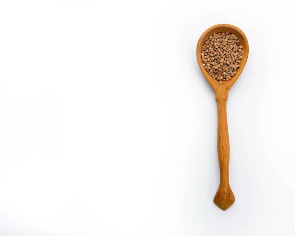 Buckwheat Seeds Wooden Spoon — Stock Photo, Image