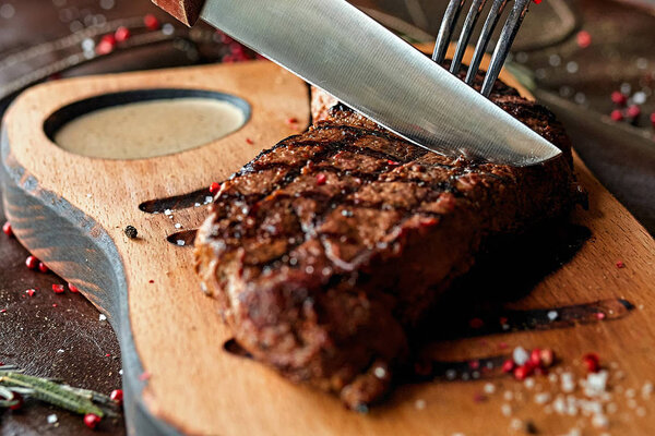 Steak on a table in a restaurant