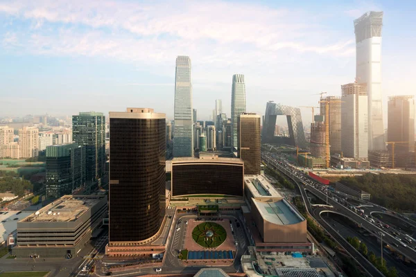 High Angle View Beijing Central Business District Skyscrapers Building Sunset — Stock Photo, Image