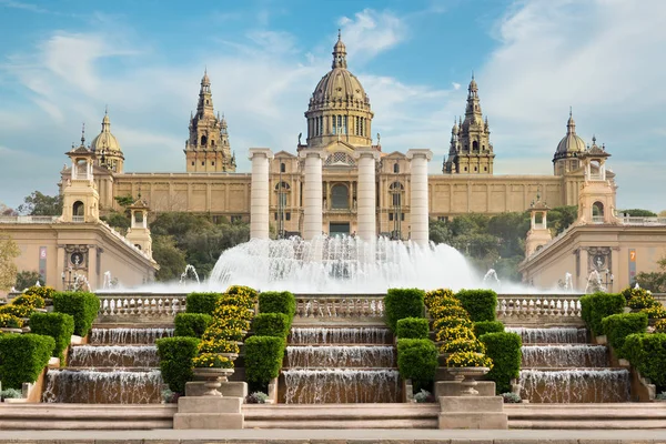 Barcelona Plaça Espanya Het Rijksmuseum Met Magische Fontein Middag Barcelona — Stockfoto