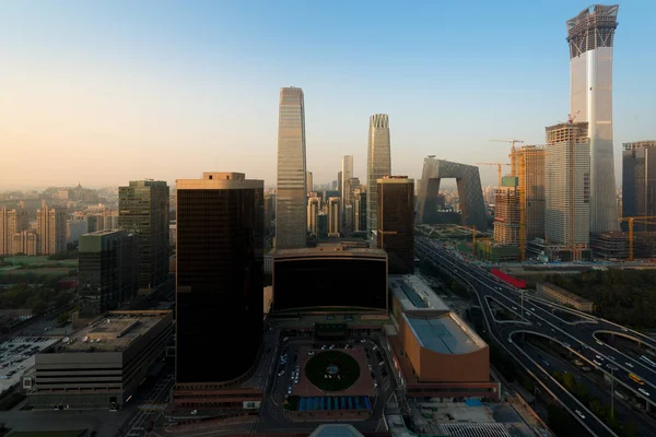Пекинский Городской Пейзаж Сумерках Пейзаж Пекина Бизнес Здание Китае Современное — стоковое фото