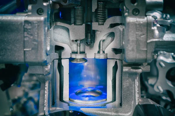 Поршневой Дизельный Двигатель Поперечном Сечении Машине Закрыться Поршне — стоковое фото