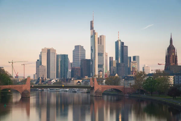 Németországi Frankfurt City Skyline Frankfurt Németország Pénzügyi Központ — Stock Fotó