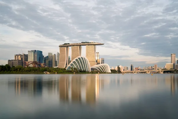 Marina Bay Singapur Singapur Finans Bölgesine Peyzaj — Stok fotoğraf