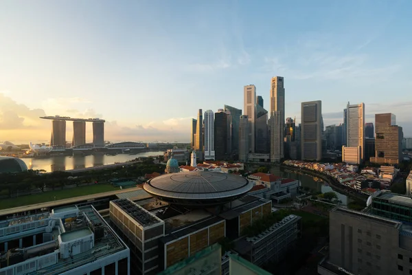 Distrito Empresarial Singapura Skyline Antes Nascer Sol Marina Bay Singapura — Fotografia de Stock