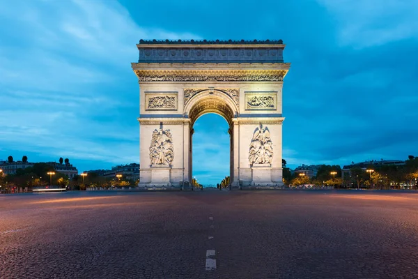 Arco Del Triunfo Campos Elíseos Monumentos Centro París Por Noche — Foto de Stock