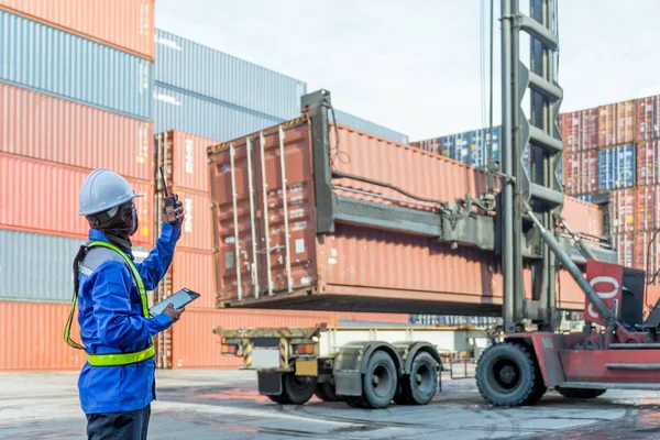 Contenedores Carga Control Capataz Caja Buque Carga Carga Para Logística —  Fotos de Stock