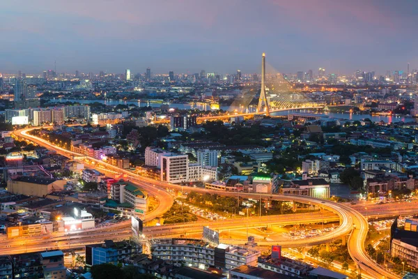 Bangkok Stadsgezicht Schemering Landschap Van Bangkok Zakelijke Gebouw Rond Downtown — Stockfoto