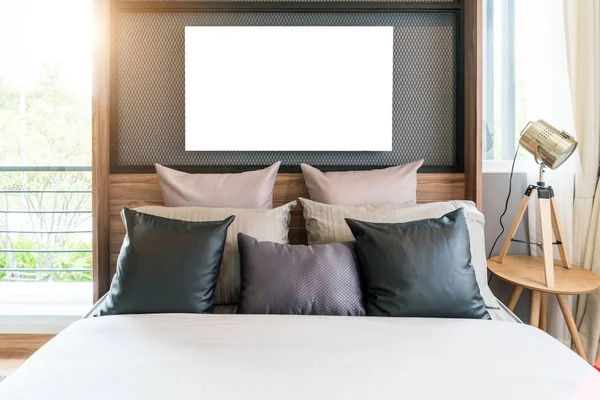 Interieur Van Luxe Slaapkamer Huis Hotel Met Lamp Slaapkamer Interieur — Stockfoto