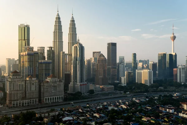 Kuala Lumpur Skyline Cidade Arranha Céus Edifício Centro Cidade Distrito — Fotografia de Stock