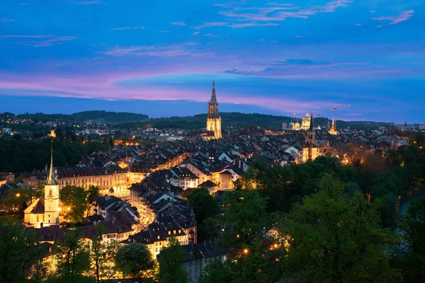 Bern Bern Sermaye City Sviçre Dramatik Günbatımı Sırasında Görüntü — Stok fotoğraf