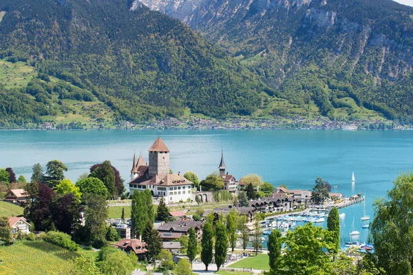 ベルン スイスのトゥーン湖にシュピーツ城 — ストック写真