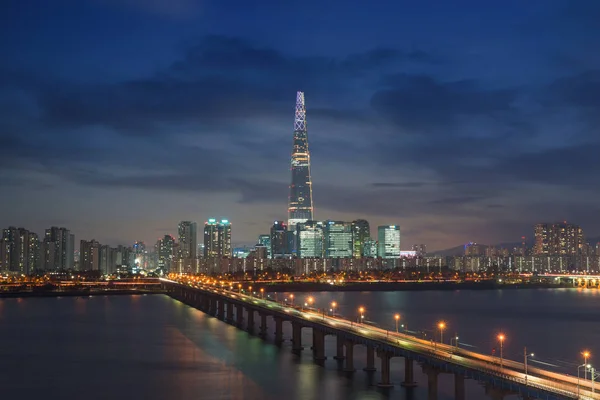 Coréia Sul Skyline Seul Melhor Vista Coréia Sul Com Lotte — Fotografia de Stock