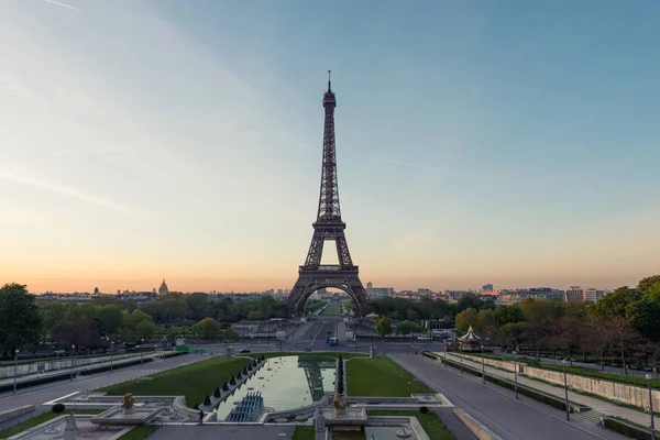 Lever Soleil Dans Tour Eiffel Paris France Tour Eiffel Est — Photo