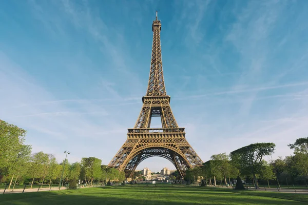 Lever Soleil Dans Tour Eiffel Paris France Tour Eiffel Est — Photo