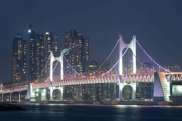 Gwangan Bridge Busan City Háttérben Busan Dél Korea — Stock Fotó