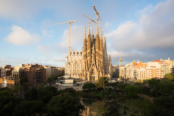 Légi Felvétel Sagrada Familia Barcelona Spanyolország Katalán Által Tervezett Nagy — Stock Fotó