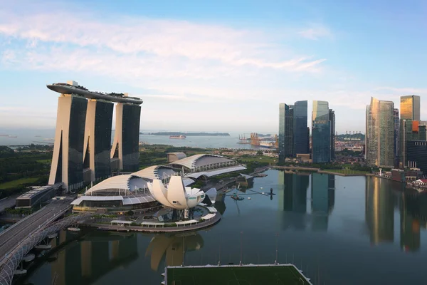 Singapore Stadsgezicht Schemering Landschap Van Singapore Business Building Rond Marina — Stockfoto