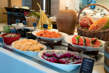Açık büfe yemek bir otel, Kahvaltı, friuts ve yoğurt
