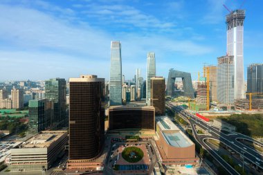 Pekin, Çin Modern Finans Bölgesi Güzel bir günde gökyüzü