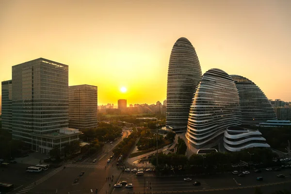 Beijing Financial Center, China, Sunset at CBD Business. — Stock Photo, Image