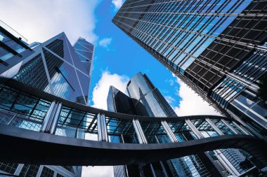 Hongkong modern iş merkezi. Ticari ar içinde gökdelenler