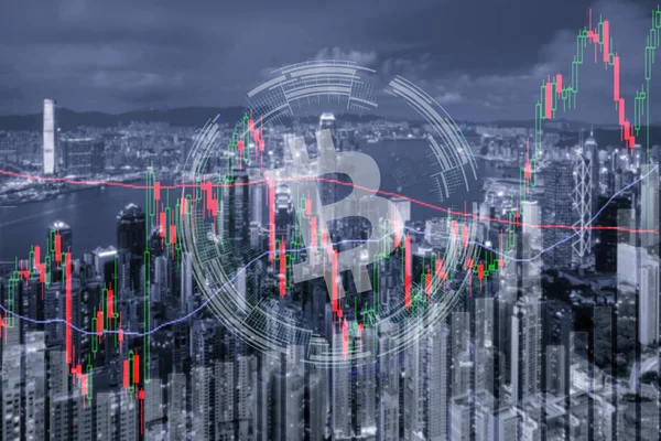 Bitcoin exchange aandelenmarkt investeringen, met tre forex handel — Stockfoto