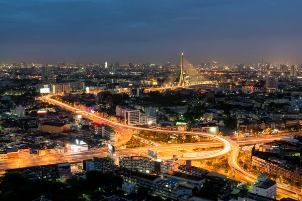 Highway and Suspension bridge in Bangkok, Thailan — Stock Photo, Image