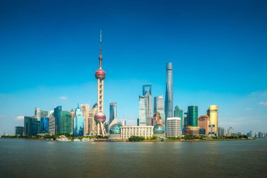 Shanghai lujiazui Finans ve iş bölgesi ticaret bölgesi skyli
