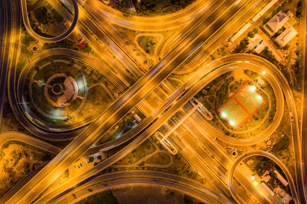 Luftaufnahme von Autobahnkreuzen Draufsicht der Stadt, Bangkok — Stockfoto