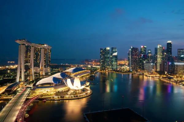 Singapur iş bölgesi manzarası ve Singapur sk Panoraması — Stok fotoğraf