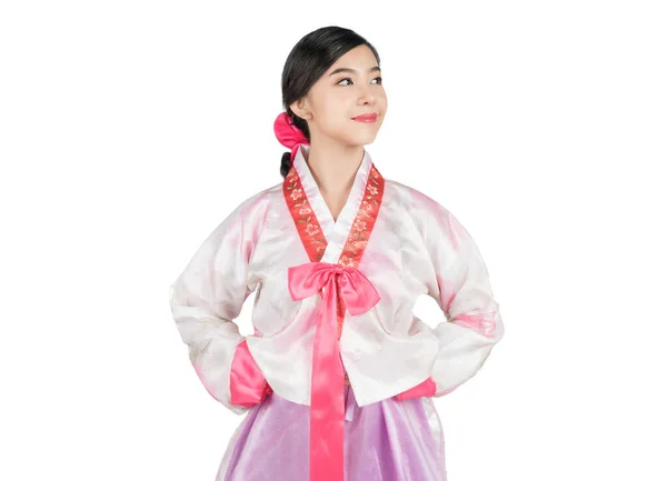 Genç ve çekici Koreli Kadın ve Hanbok 'un portresi. — Stok fotoğraf