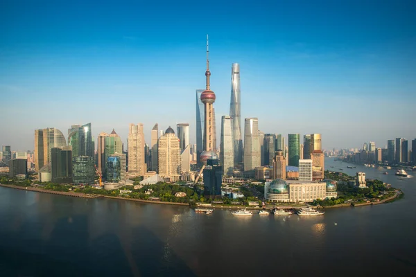 Vista Aérea Horizonte Pudong Com Torre Oriental Pearl Arranha Céu — Fotografia de Stock