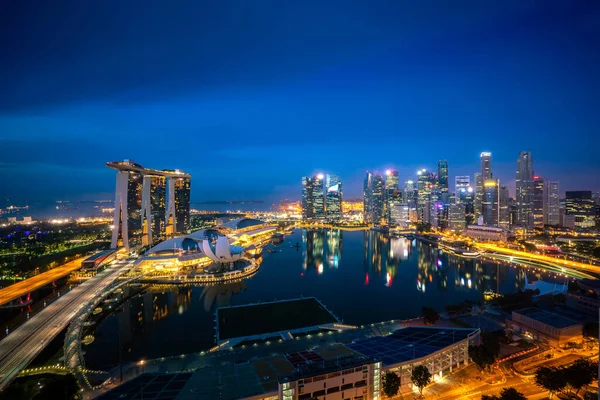 Panorama Del Horizonte Del Distrito Financiero Singapur Rascacielos Oficinas Por —  Fotos de Stock