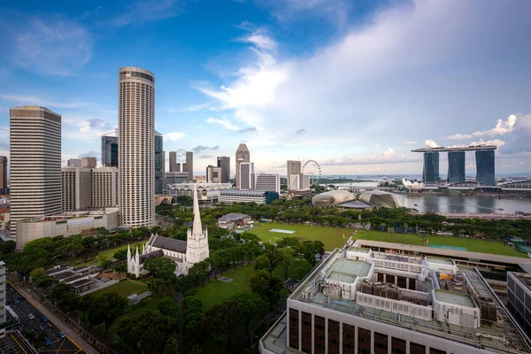 Panorama Singapura Skyline Distrito Negócios Arranha Céu Escritório Com Nuvem — Fotografia de Stock