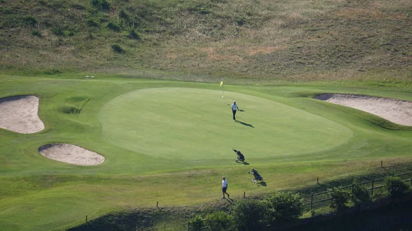 Pohled Golfové Hřiště Vedle Pláže Zarauz Baskicko Španělsko — Stock fotografie