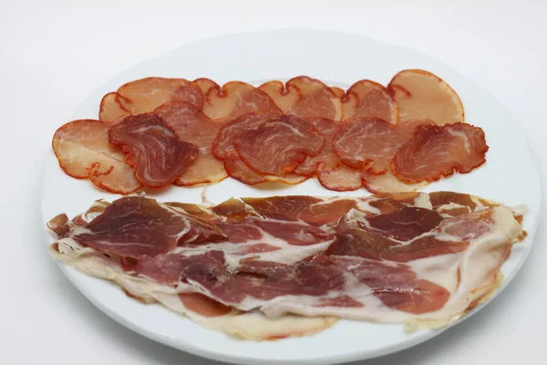 Jamón Ibérico Lomo Plato Blanco — Foto de Stock