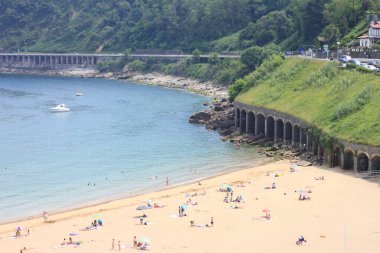 Gipuzkoa 'da Getaria Körfezi' nde tekneler, Bask Ülkesi, İspanya