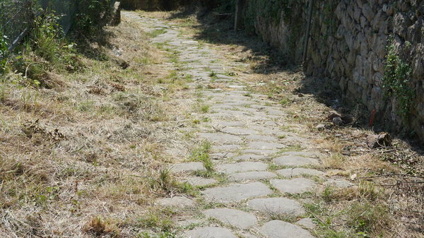 Old Roman road, part of the Camino de Santiago in Zarautz in the Basque Country Esapaa