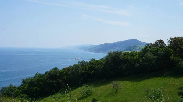 Vista Mar Desde Montaña Desde Las Colinas Getaria País Vasco —  Fotos de Stock