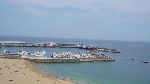 Krajobraz Plaży Portu Getaria Kraju Basków Hiszpania — Zdjęcie stockowe