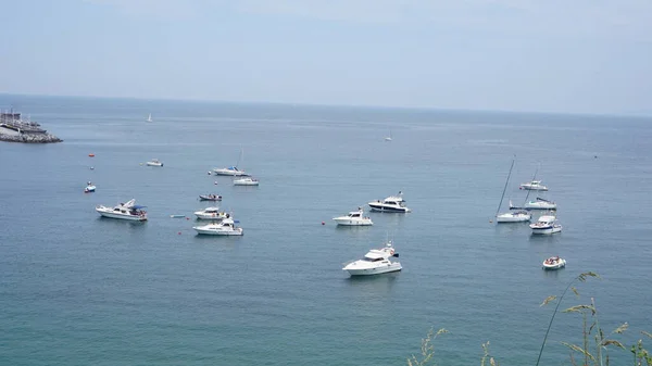 Jachten Boten Baai Van Getaria Baskenland Spanje — Stockfoto