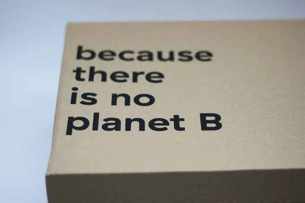 Kotak Kardus Ekologi Berisi Pesan Untuk Melestarikan Dunia Karena Kita — Stok Foto