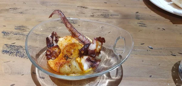 Grilled Octopus Smoked Potato Foam Paprika Vera — Stock Photo, Image