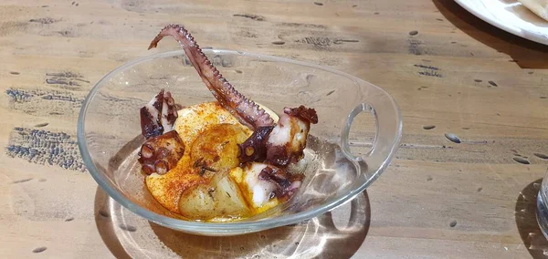 Pulpo Parrilla Con Espuma Patata Ahumada Pimentón Vera — Foto de Stock