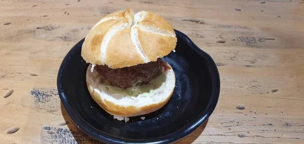Mini Beef Burger Εστιατόριο Του Μπιλμπάο Στη Χώρα Των Βάσκων — Φωτογραφία Αρχείου