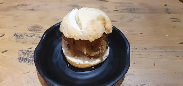 Mini Beef Burger Εστιατόριο Του Μπιλμπάο Στη Χώρα Των Βάσκων — Φωτογραφία Αρχείου