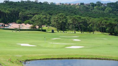 golf ball at an empty course in the countryside
